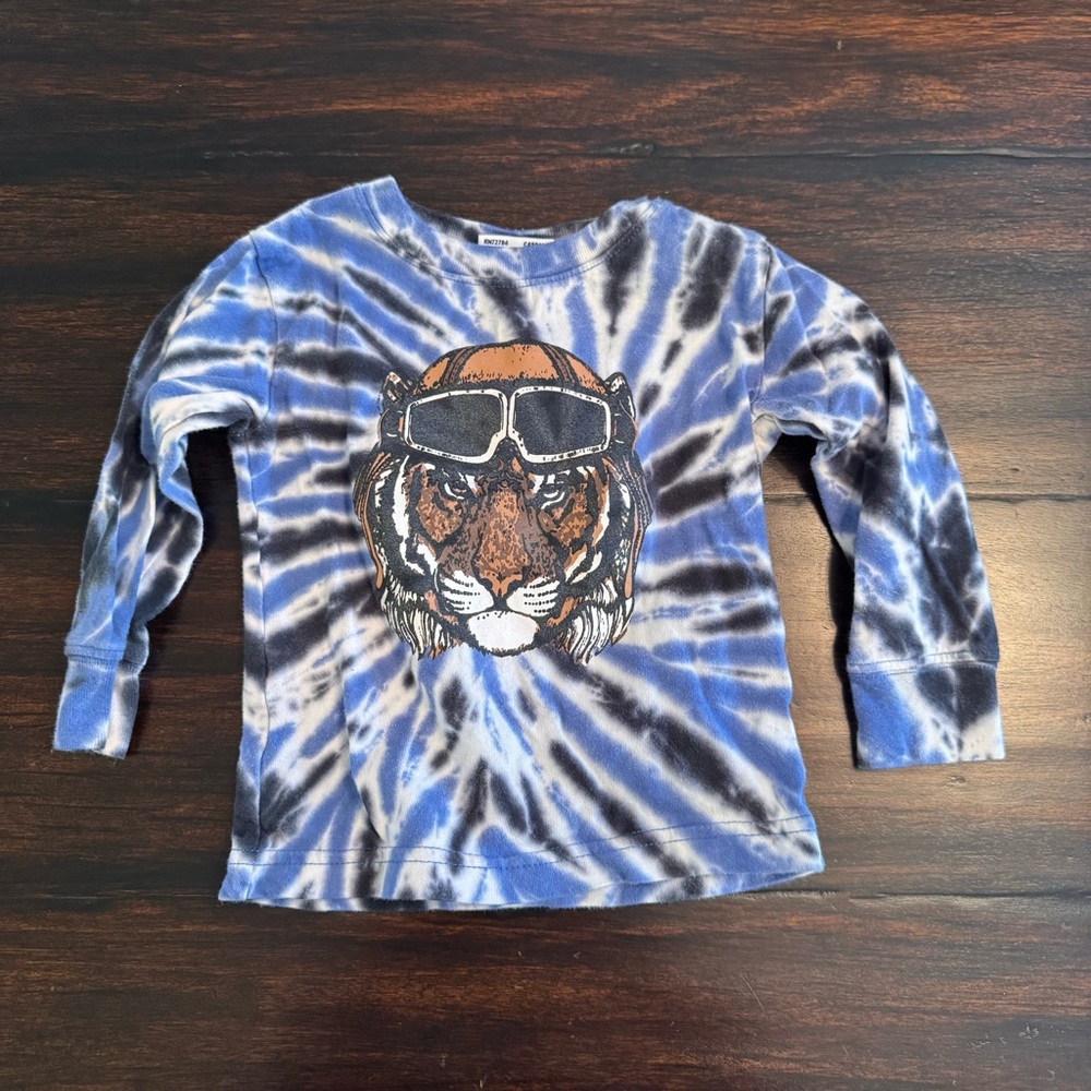 Mish Boys Blue Tie-Dye Tiger Kids Shirt Size 18M